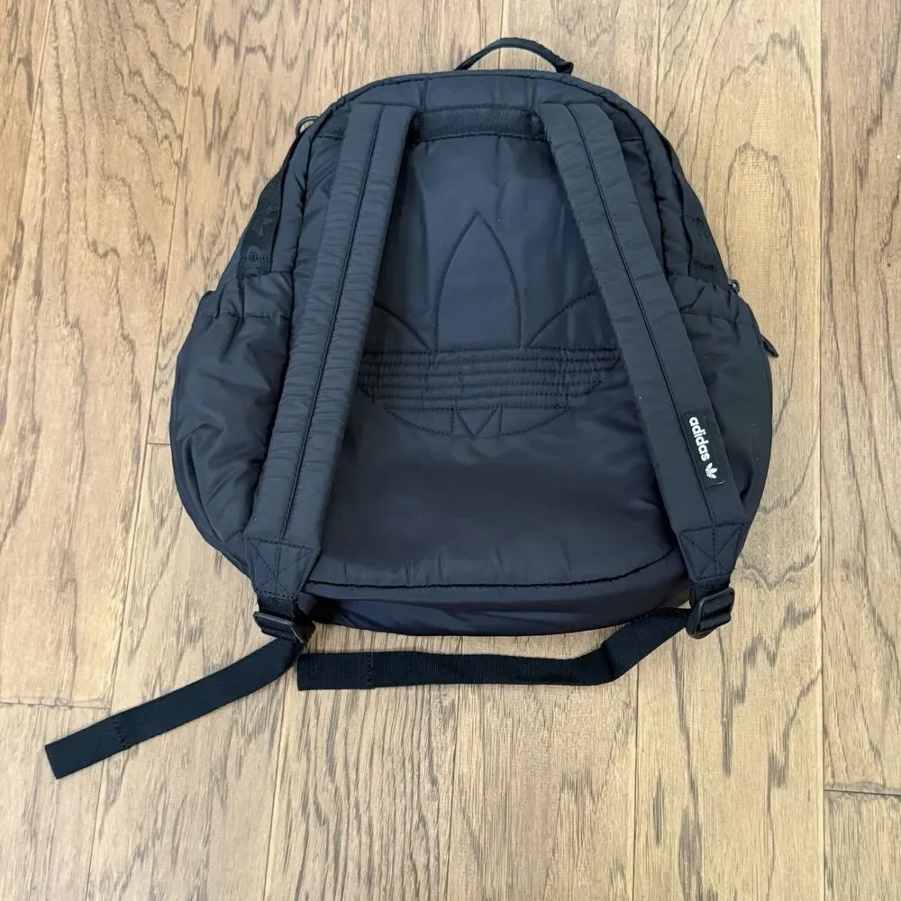 Adidas Originals Puffer Backpack Black Quilted Trefoil Logo Bag